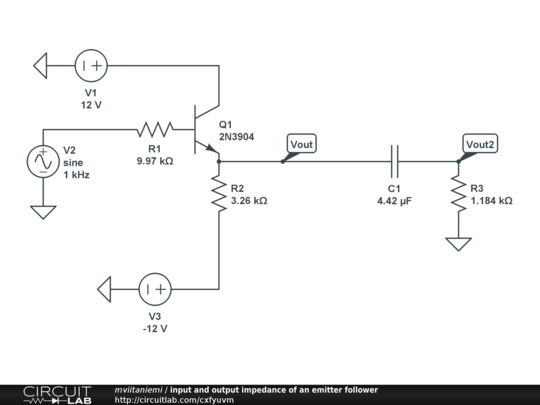 Input And Output Impedance Of An Emitter Follower - CircuitLab