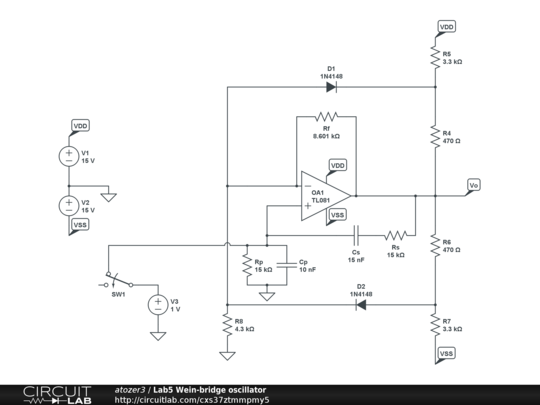 Lab5 Wein-bridge oscillator - CircuitLab