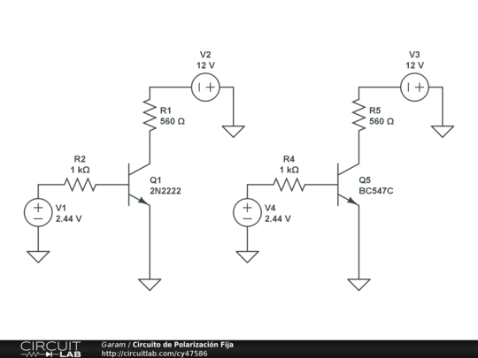 Circuito de Polarización Fija - CircuitLab
