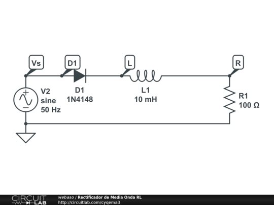 Rectificador de Media Onda RL - CircuitLab