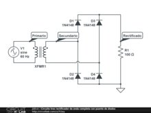 Circuito tres rectificador de onda completa con puente de diodos